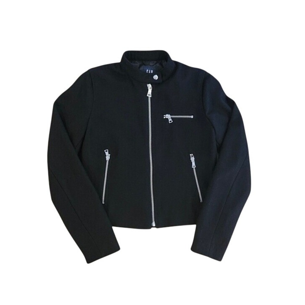 GAP Black Wool Blend Moto Jacket (Size XS)